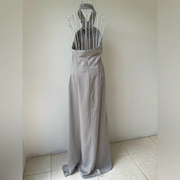 NWT Anthropologie BHLDN Ruby Satin Charmeuse Dress hatter backless maxi grey 8 - Picture 5 of 16